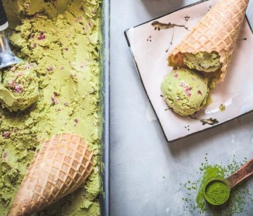 Honey Matcha Raspberry Ice cream